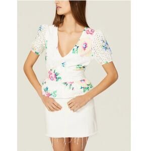 SLATE & WILLOW X RTR White Floral Eyelet Blouse Top Size L